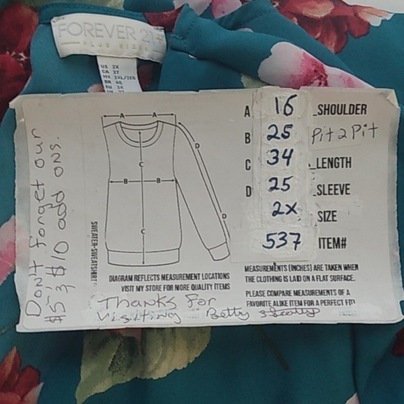 Forever 21 women's floral long sleeve shorts rumper size 2X green, red flowers - Picture 11 of 11